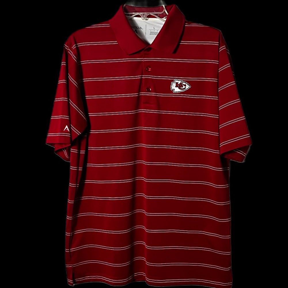 Antigua Kansas City Chiefs NFL Polo Shirt Red L Performance Athleisure Football - Picture 9 of 9